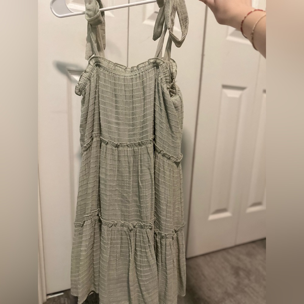 Altard state green mini dress with tie straps